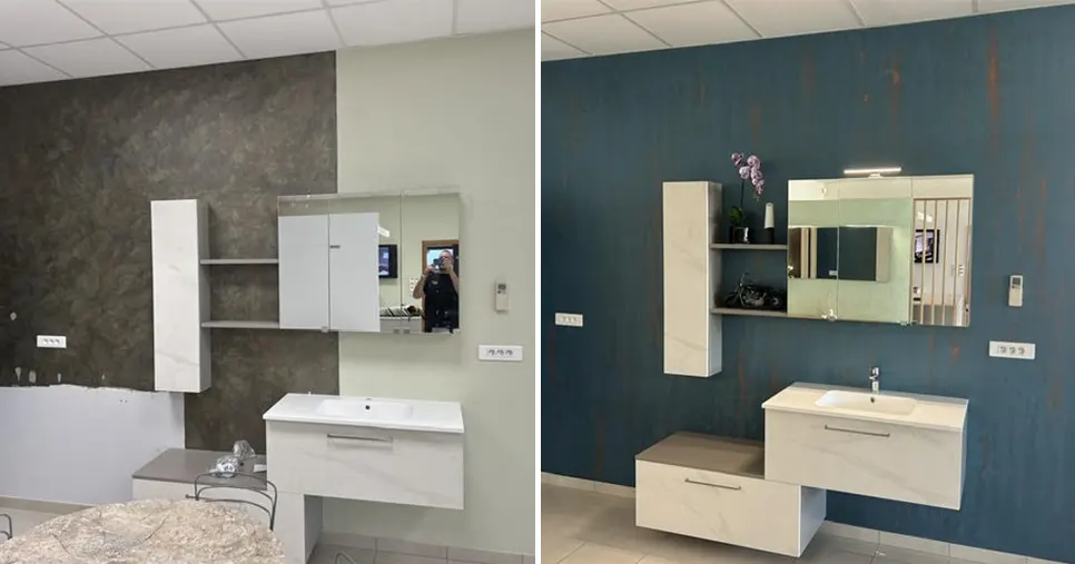 Avant après d’un showroom rénové par un peintre à Krautergersheim